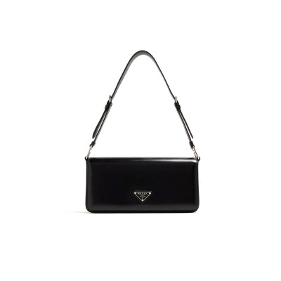 PRADA FEMME BRUSHED-LEATHER SHOULDER BAG 1BD323 (26*12*4.8cm) 